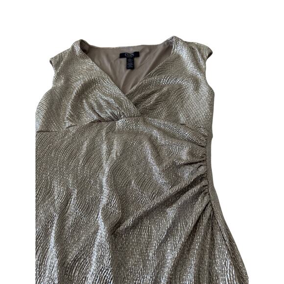 Chaps Evening Gown Metallic Champagne Gold Crinkle Size 10 Textured - Picture 10 of 11